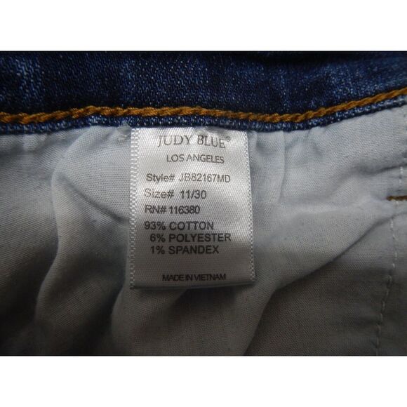 Judy Blue Skinny Fit Jeans Size 11/30 Lined Buffalo Plaid Blue Distressed Denim - Picture 7 of 12